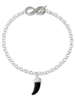 Silver Plated Enamel Black Tooth - Custom Engraved Infinity Toggle Bracelet: Personalized Jewelry Gift - Names, Initials, Dates, Bible Verses