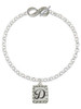 Silver Plated Pebble Border Initial - D - Custom Engraved Infinity Toggle Bracelet: Personalized Jewelry Gift - Names, Initials, Dates, Bible Verses