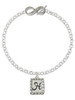 Silver Plated Pebble Border Initial - H - Custom Engraved Infinity Toggle Bracelet: Personalized Jewelry Gift - Names, Initials, Dates, Bible Verses