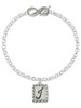 Silver Plated Pebble Border Initial - J - Custom Engraved Infinity Toggle Bracelet: Personalized Jewelry Gift - Names, Initials, Dates, Bible Verses