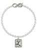 Silver Plated Pebble Border Initial - L - Custom Engraved Infinity Toggle Bracelet: Personalized Jewelry Gift - Names, Initials, Dates, Bible Verses