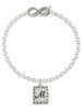 Silver Plated Pebble Border Initial - M - Custom Engraved Infinity Toggle Bracelet: Personalized Jewelry Gift - Names, Initials, Dates, Bible Verses