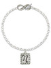 Silver Plated Pebble Border Initial - N - Custom Engraved Infinity Toggle Bracelet: Personalized Jewelry Gift - Names, Initials, Dates, Bible Verses
