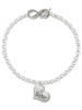 Silver Plated Large ''Sister'' Heart with Clear Crystal - Custom Engraved Infinity Toggle Bracelet: Personalized Jewelry Gift - Names, Initials, Dates, Bible Verses