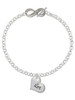 Silver Plated Large ''Aunt'' Heart with Clear Crystal - Custom Engraved Infinity Toggle Bracelet: Personalized Jewelry Gift - Names, Initials, Dates, Bible Verses