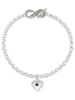 Silver Plated Large May - Green Crystal Heart - Custom Engraved Infinity Toggle Bracelet: Personalized Jewelry Gift - Names, Initials, Dates, Bible Verses