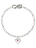 Silver Plated Large October - Hot Pink Crystal Heart - Custom Engraved Infinity Toggle Bracelet: Personalized Jewelry Gift - Names, Initials, Dates, Bible Verses