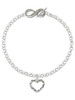Silver Plated Open Pebble Heart - Custom Engraved Infinity Toggle Bracelet: Personalized Jewelry Gift - Names, Initials, Dates, Bible Verses