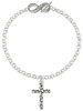 Silver Plated Pebble Cross - Custom Engraved Infinity Toggle Bracelet: Personalized Jewelry Gift - Names, Initials, Dates, Bible Verses