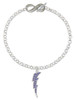 Silver Plated Large Blue Crystal Lightning Bolt - Custom Engraved Infinity Toggle Bracelet: Personalized Jewelry Gift - Names, Initials, Dates, Bible Verses
