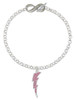 Silver Plated Large Hot Pink Crystal Lightning Bolt - Custom Engraved Infinity Toggle Bracelet: Personalized Jewelry Gift - Names, Initials, Dates, Bible Verses