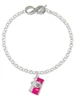 Silver Plated Pink Camera - Custom Engraved Infinity Toggle Bracelet: Personalized Jewelry Gift - Names, Initials, Dates, Bible Verses