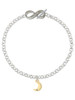 Gold-tone Small Crescent Moon - Custom Engraved Infinity Toggle Bracelet: Personalized Jewelry Gift - Names, Initials, Dates, Bible Verses
