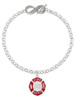 Silver Plated Red Always Loved Fire Department Shield - Custom Engraved Infinity Toggle Bracelet: Personalized Jewelry Gift - Names, Initials, Dates, Bible Verses