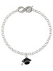 Silver Plated 3-D Black Graduation Hat - Custom Engraved Infinity Toggle Bracelet: Personalized Jewelry Gift - Names, Initials, Dates, Bible Verses