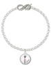 Silver Plated Domed Pink Ballet Dancer - Custom Engraved Infinity Toggle Bracelet: Personalized Jewelry Gift - Names, Initials, Dates, Bible Verses