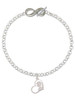 Silver Plated Girl Silhouette in Heart - Custom Engraved Infinity Toggle Bracelet: Personalized Jewelry Gift - Names, Initials, Dates, Bible Verses