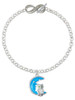 Silver Plated Large Clear Crystal Owl on Hot Blue Moon - Custom Engraved Infinity Toggle Bracelet: Personalized Jewelry Gift - Names, Initials, Dates, Bible Verses