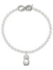 Silver Plated 3-D Imitation Pearl & Clear Crystal Owl - Custom Engraved Infinity Toggle Bracelet: Personalized Jewelry Gift - Names, Initials, Dates, Bible Verses