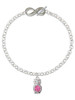 Silver Plated 3-D Hot Pink & AB Crystal Owl - Custom Engraved Infinity Toggle Bracelet: Personalized Jewelry Gift - Names, Initials, Dates, Bible Verses