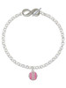 Silver Plated Small Sparkle Pink AB Softball - Custom Engraved Infinity Toggle Bracelet: Personalized Jewelry Gift - Names, Initials, Dates, Bible Verses