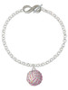 Silver Plated Large Super Sparkle Crystal Pink AB Volleyball - Custom Engraved Infinity Toggle Bracelet: Personalized Jewelry Gift - Names, Initials, Dates, Bible Verses
