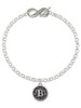Silver Plated Antiqued Round Seal - Initial - B - Custom Engraved Infinity Toggle Bracelet: Personalized Jewelry Gift - Names, Initials, Dates, Bible Verses