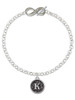 Silver Plated Antiqued Round Seal - Initial - K - Custom Engraved Infinity Toggle Bracelet: Personalized Jewelry Gift - Names, Initials, Dates, Bible Verses