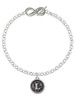 Silver Plated Antiqued Round Seal - Initial - L - Custom Engraved Infinity Toggle Bracelet: Personalized Jewelry Gift - Names, Initials, Dates, Bible Verses