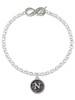 Silver Plated Antiqued Round Seal - Initial - N - Custom Engraved Infinity Toggle Bracelet: Personalized Jewelry Gift - Names, Initials, Dates, Bible Verses