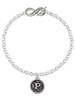 Silver Plated Antiqued Round Seal - Initial - P - Custom Engraved Infinity Toggle Bracelet: Personalized Jewelry Gift - Names, Initials, Dates, Bible Verses