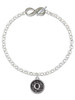 Silver Plated Antiqued Round Seal - Initial - Q - Custom Engraved Infinity Toggle Bracelet: Personalized Jewelry Gift - Names, Initials, Dates, Bible Verses