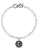 Silver Plated Antiqued Round Seal - Initial - T - Custom Engraved Infinity Toggle Bracelet: Personalized Jewelry Gift - Names, Initials, Dates, Bible Verses