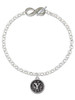 Silver Plated Antiqued Round Seal - Initial - Y - Custom Engraved Infinity Toggle Bracelet: Personalized Jewelry Gift - Names, Initials, Dates, Bible Verses