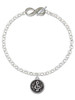 Silver Plated Antiqued Round Seal - Clef - Custom Engraved Infinity Toggle Bracelet: Personalized Jewelry Gift - Names, Initials, Dates, Bible Verses