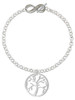 Silver Plated Tree of Life in Circle - Custom Engraved Infinity Toggle Bracelet: Personalized Jewelry Gift - Names, Initials, Dates, Bible Verses