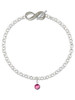 Crystal Hot Pink Channel Drop - Custom Engraved Infinity Toggle Bracelet: Personalized Jewelry Gift - Names, Initials, Dates, Bible Verses