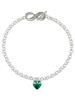 10mm Green Crystal Heart - Custom Engraved Infinity Toggle Bracelet: Personalized Jewelry Gift - Names, Initials, Dates, Bible Verses