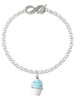 Resin White Cupcake with Blue Frosting - Custom Engraved Infinity Toggle Bracelet: Personalized Jewelry Gift - Names, Initials, Dates, Bible Verses