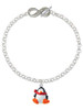 Resin Penguin with Red Scarf - Custom Engraved Infinity Toggle Bracelet: Personalized Jewelry Gift - Names, Initials, Dates, Bible Verses