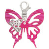 Acrylic Medium Cut Out Butterfly Magenta - Silver Plated Clip on Charm with Mini Year 2025: Year to Remember Jewelry Gift - Celebrations