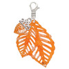 Acrylic Medium Triple Leaf Shimmer Orange - Silver Plated Clip on Charm with Mini Year 2025: Year to Remember Jewelry Gift - Celebrations