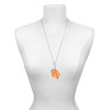 Acrylic Medium Triple Leaf Shimmer Orange - Silver Plated Clip on Charm with Mini Year 2025 shown as a necklace pendant