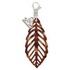 Acrylic Large Leaf Shimmer Brown - Silver Plated Clip on Charm with Mini Year 2025: Year to Remember Jewelry Gift - Celebrations