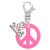 Acrylic Small Hot Pink Peace Sign - Silver Plated Clip on Charm with Mini Year 2025: Year to Remember Jewelry Gift - Celebrations