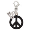 Acrylic Small Black Peace Sign - Silver Plated Clip on Charm with Mini Year 2025: Year to Remember Jewelry Gift - Celebrations