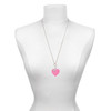Acrylic 1" Hot Pink Heart - Silver Plated Clip on Charm with Mini Year 2025 shown as a necklace pendant