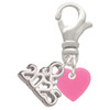 Acrylic 5/16" Hot Pink Heart - Silver Plated Clip on Charm with Mini Year 2025: Year to Remember Jewelry Gift - Celebrations
