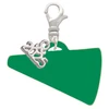 Acrylic Large Green Megaphone - Silver Plated Clip on Charm with Mini Year 2025: Year to Remember Jewelry Gift - Celebrations