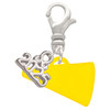 Acrylic Yellow Megaphone - Silver Plated Clip on Charm with Mini Year 2025: Year to Remember Jewelry Gift - Celebrations